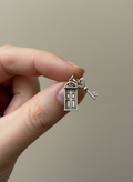 Door & Heart Key Silver Charm