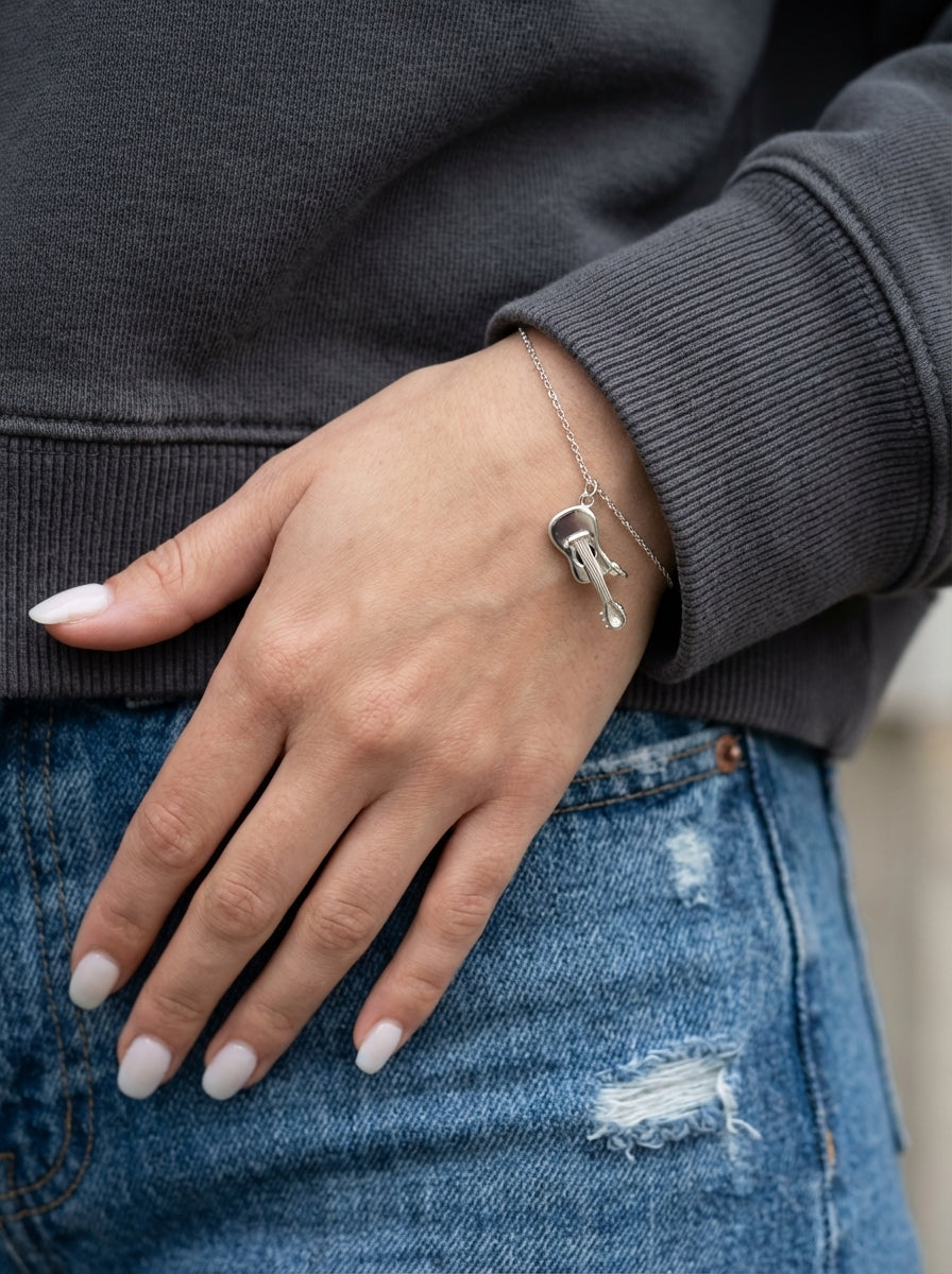 Guitar Strings Silver Charm