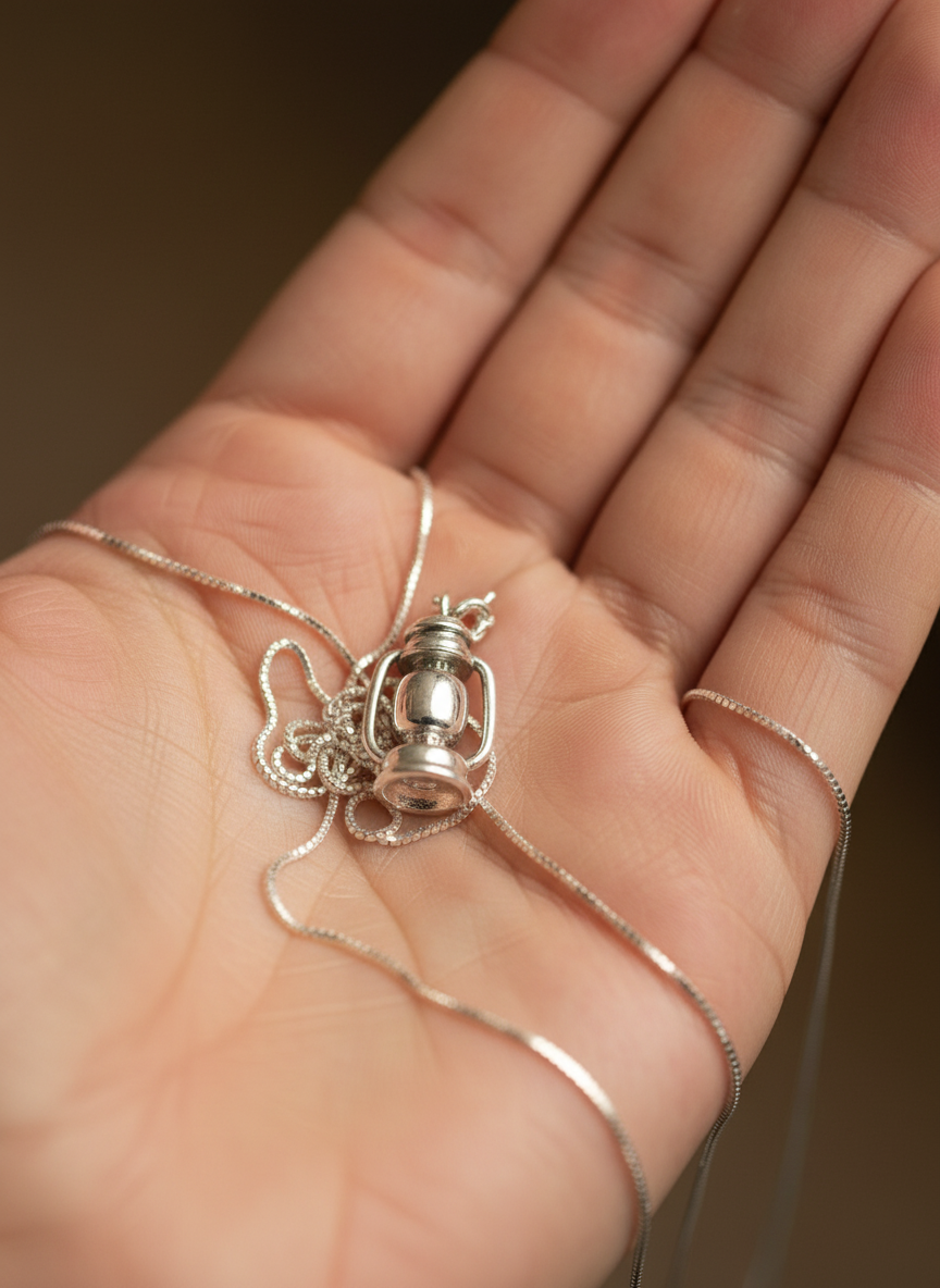 Lantern Silver Charm