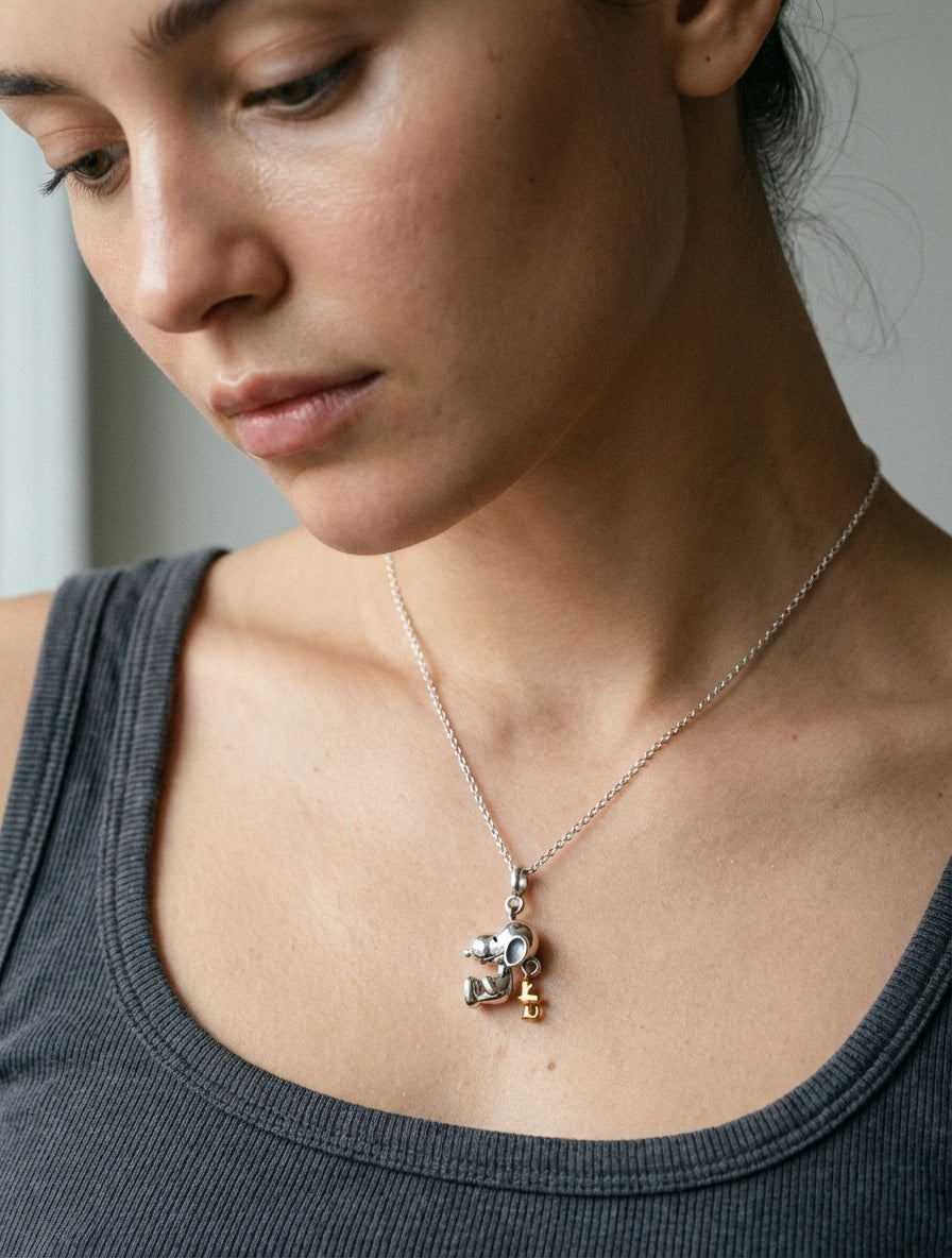 Snoopy Dog Silver Charm