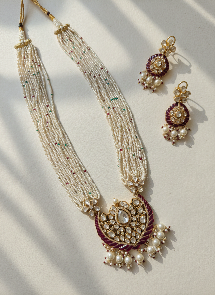 Royal Heart Pearl Necklace Set