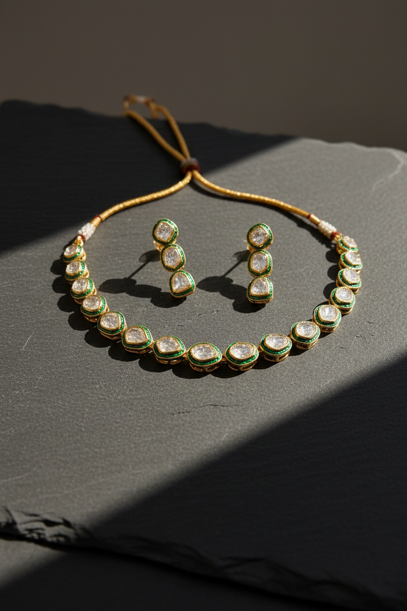 Emerald Edge Kundan Set