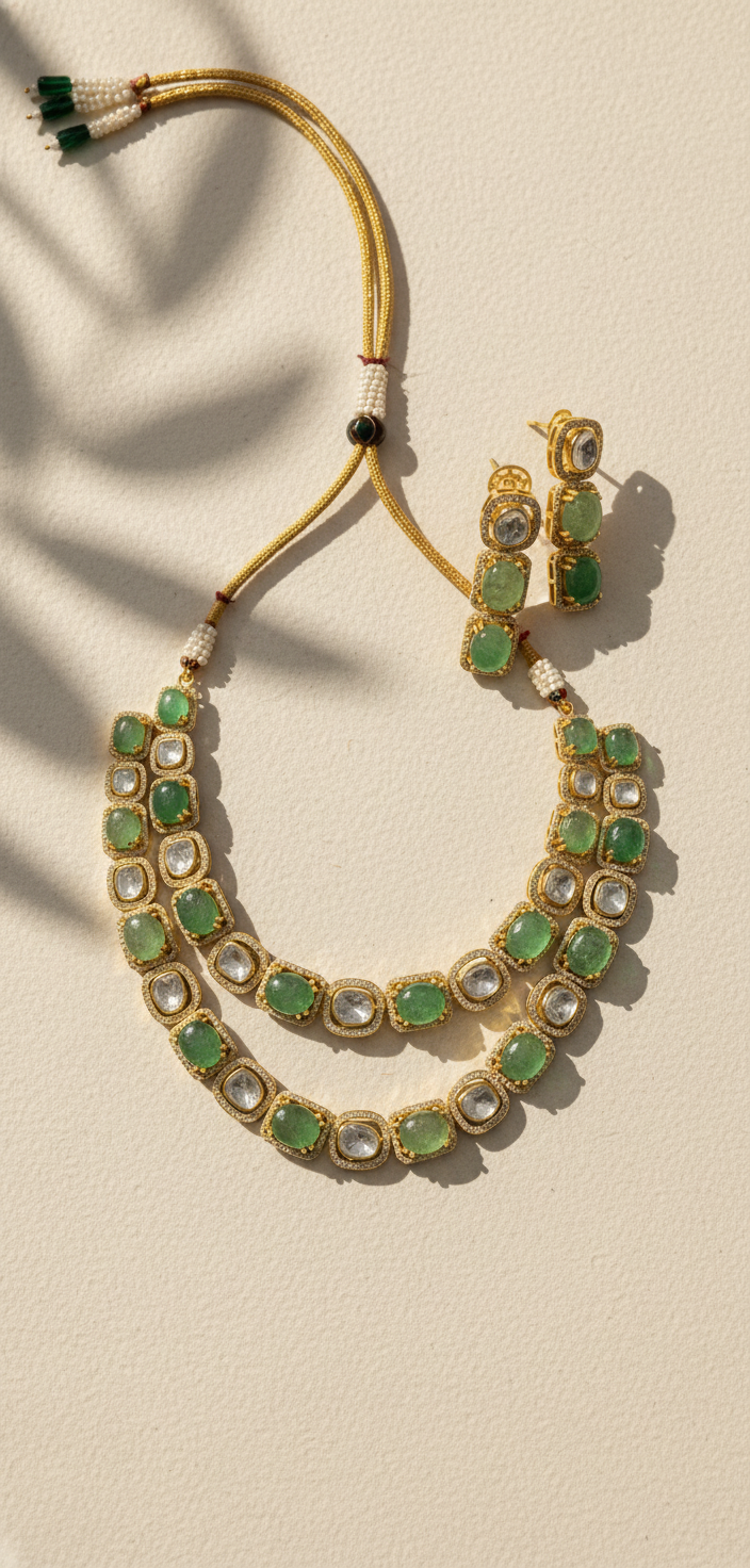 Emerald Prism Necklace Set