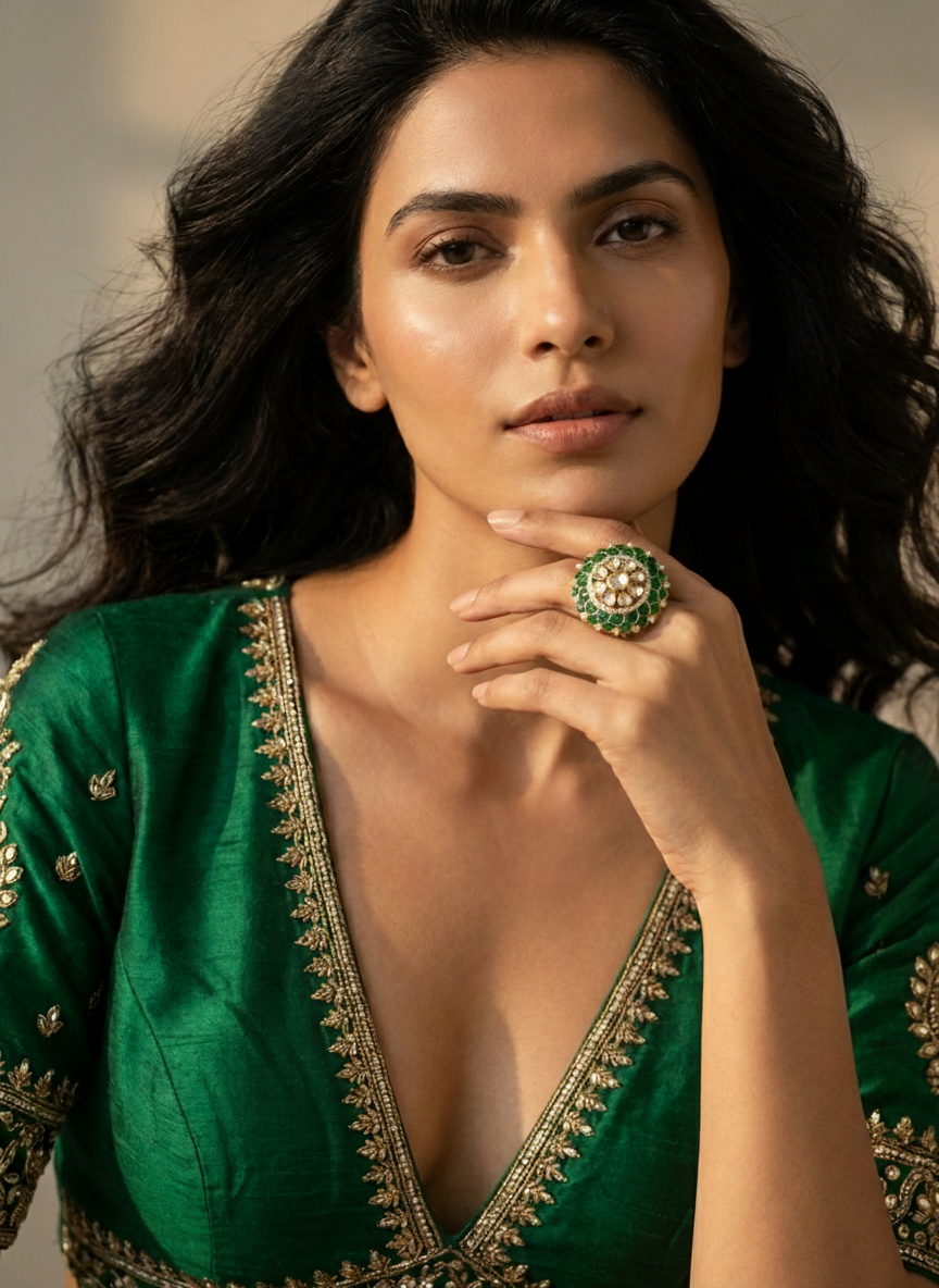 Emerald Lotus Ring