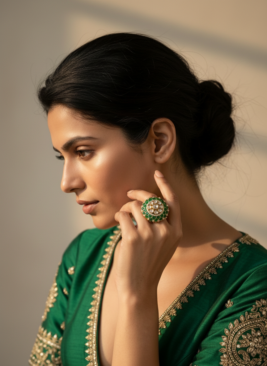 Emerald Lotus Ring